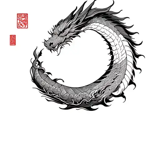 Chinese Sickle And Ink Dragon