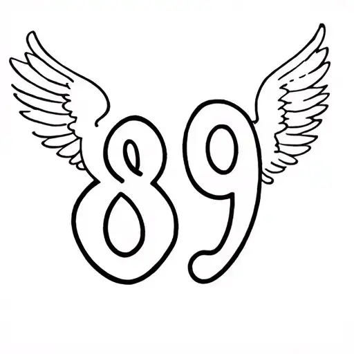 The Number 89 With Angel Wings Spread