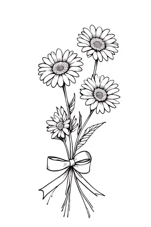 Three Daisy Bouquet Tied By A Bow