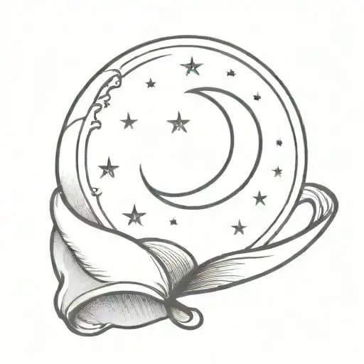 Open Book And Crescent Moon