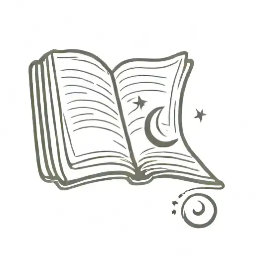 Open Book With Crescent Moon