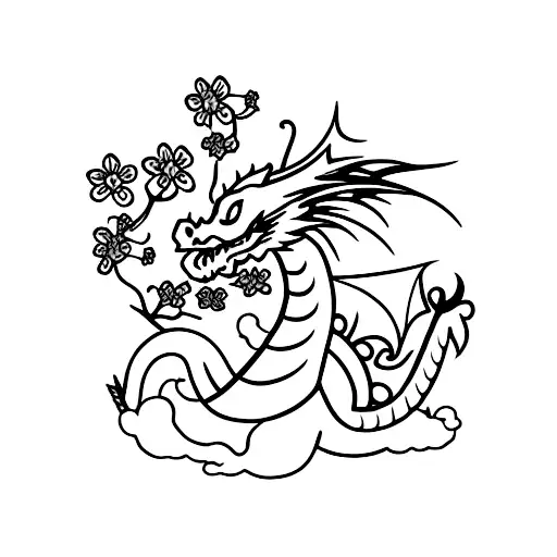 Dragon With Cherry Blossom