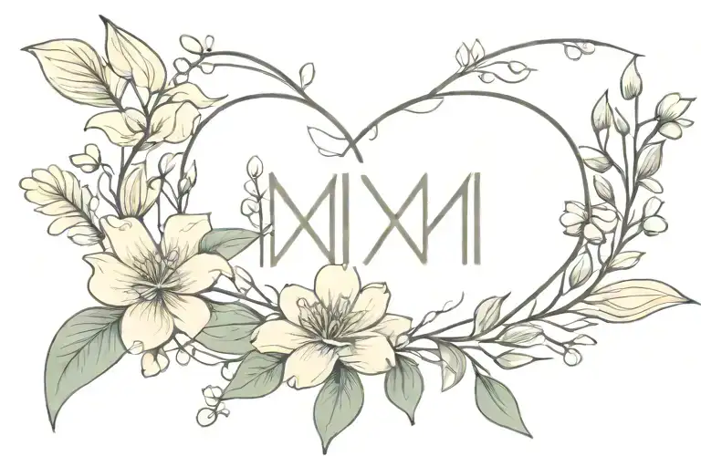 Roman Numerals With Honeysuckle Flowers