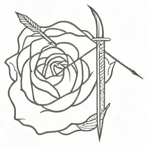 Sword And Arrow Through Rose