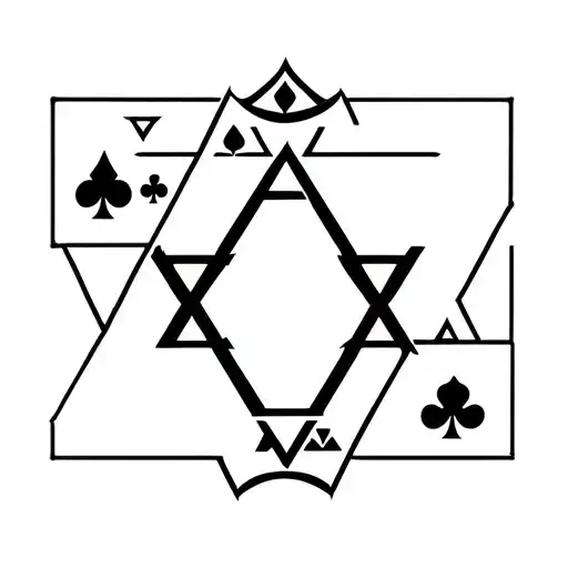 Star Of David Star With Small Aum And Queen Of Spades Symbol On Top Side Edges