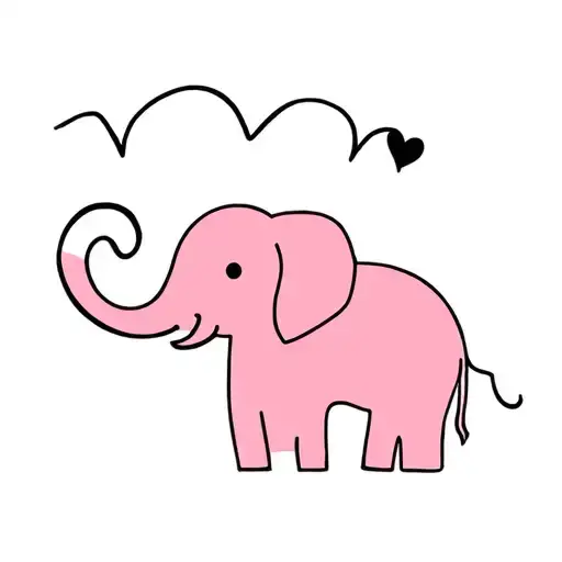 Pink Elephant And Black Heart