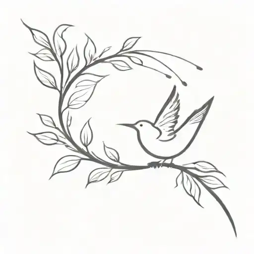 Leafs And Bird Flying