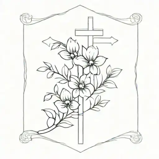 Card With Flowers Growing & Cross