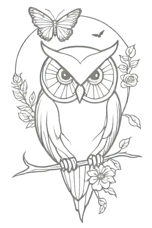 Owl And Butterfly