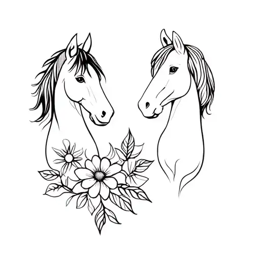 Dog And Horse With Flower