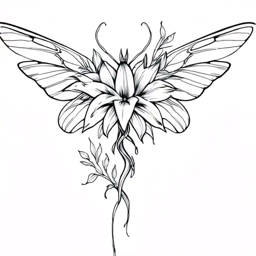 Lunamoth With Lily Flowers In The Wings