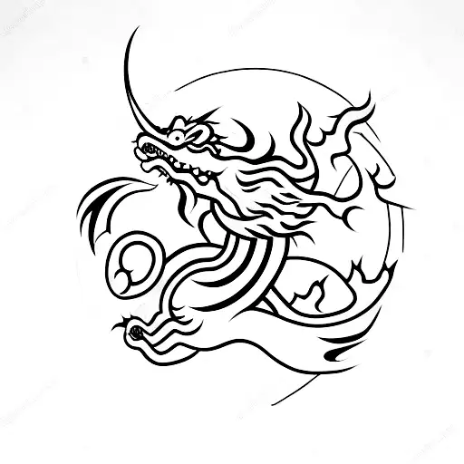 Chinese Dragon Curved In A Circle