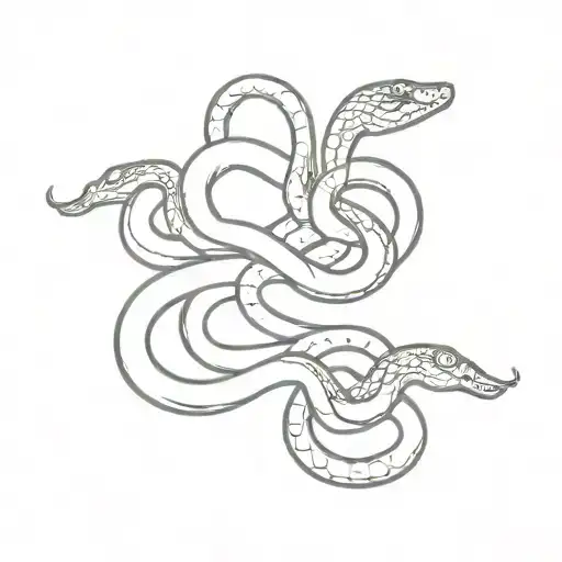 Multiple Snake Heades Eat Own Tail