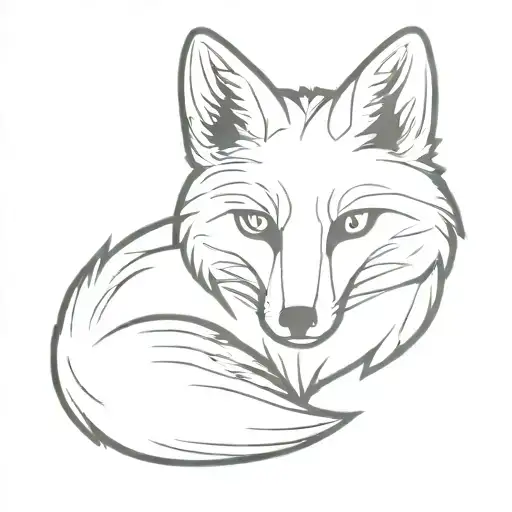 A 7X7 Minimalist Tattoo Of A Fox And A Paw