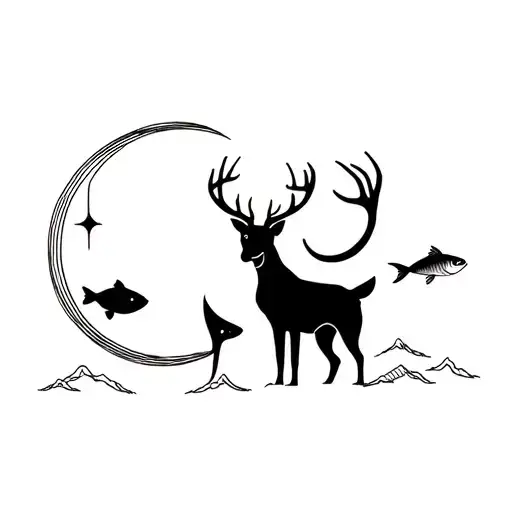 A Deer And A Fish And A Moon And A Labrador