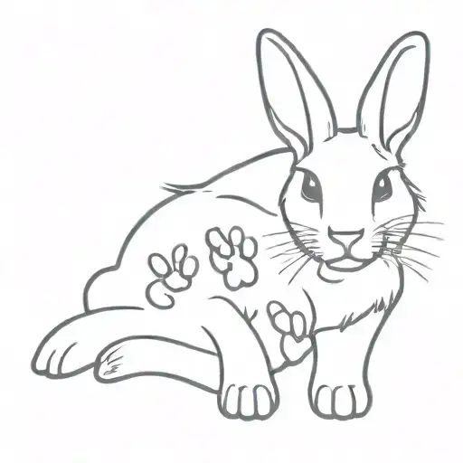 Bunny And Dog Paw Print Subtle