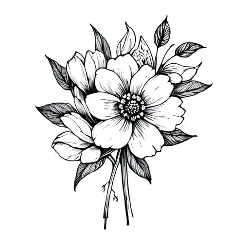 Flowers Intertwined Including The Birth Months Of December June July October And February