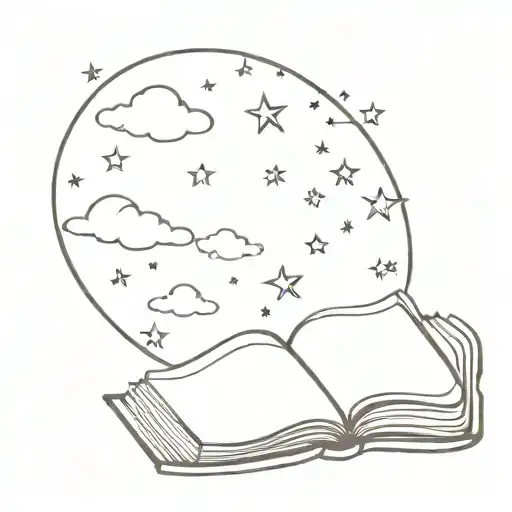 Open Book With Stars And Clouds