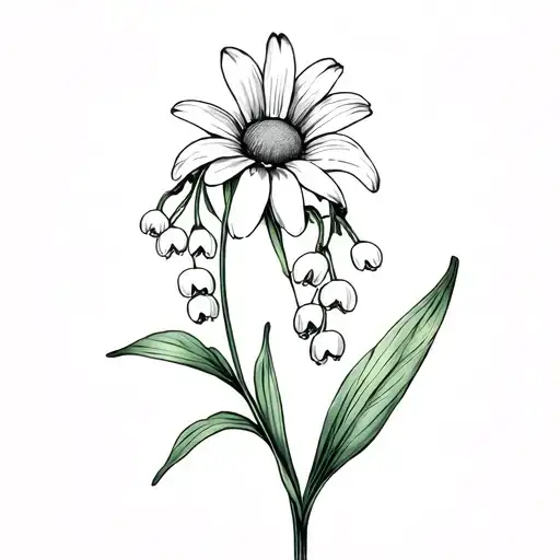 Daisy And Lily Of The Valley Intertwined With Eachother