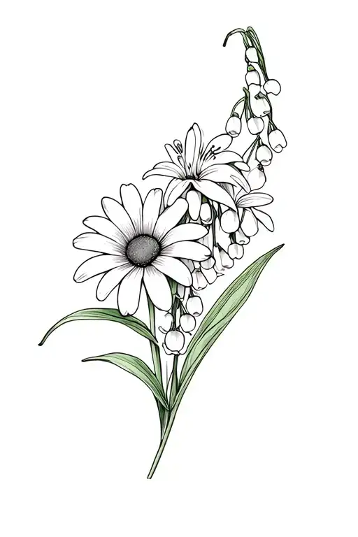 Daisy And Lily Of The Valley Intertwined With Eachother