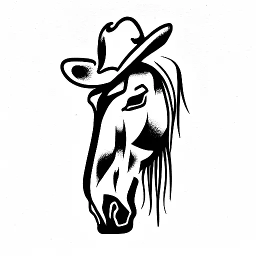 Cowboy With A Horse And A Cowskull