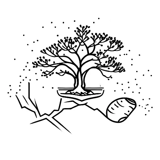 Broken Light Bulb With Bonsai Tree Growing Out The Light Bulb