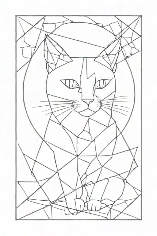 Geometric Space Cat Outline