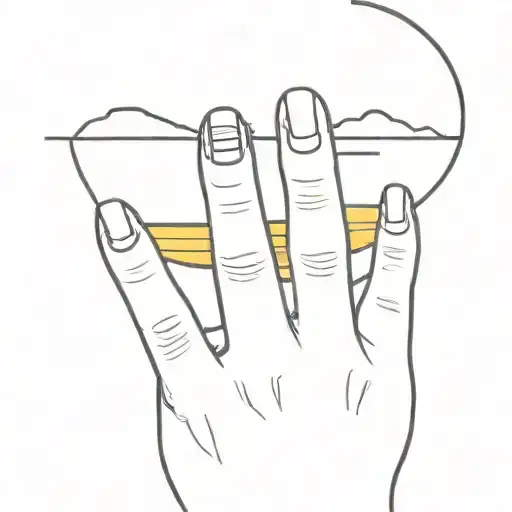 Sunset Minmalist Tattoo On Middle Finger Side Part