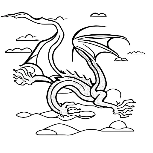 Dragon Flying Around Mountains