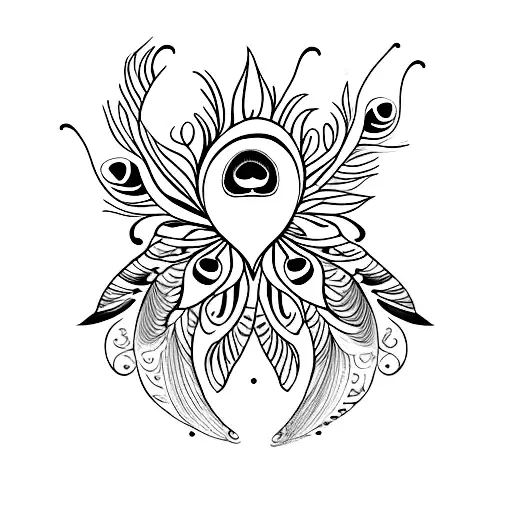 Peacock Feather With Flute