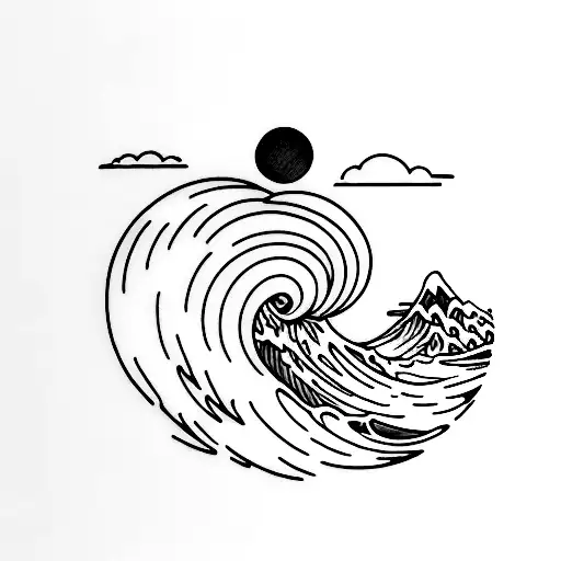 A Powerful Wave Crashing Against A Full Moon