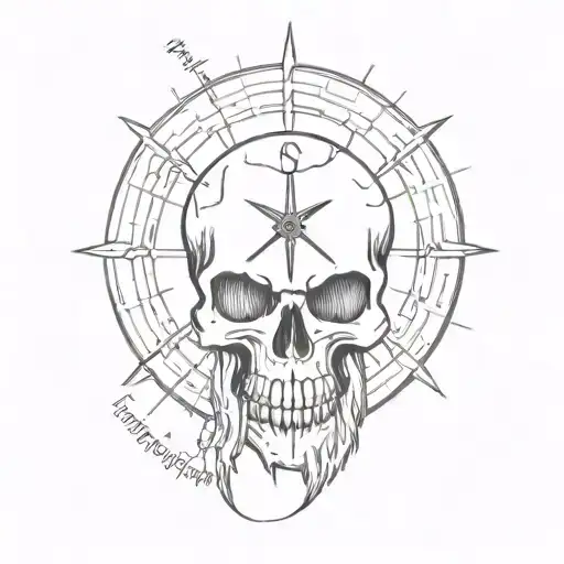 Vegvisir Compas In The Front Of A Skull