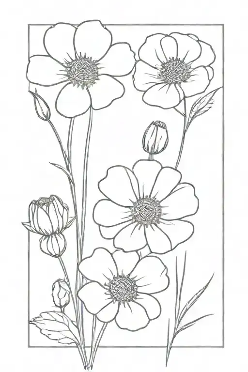Daisy And Poppy Blooming Flowers