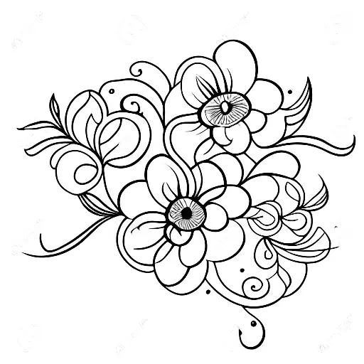 Floral Design Incorporating Delicate Lines And Intricate Details