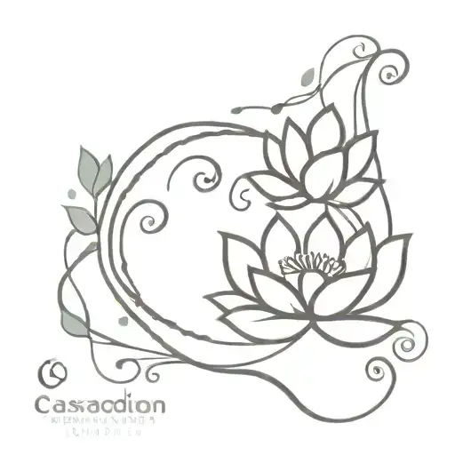 Semicolon Incorporated Lotus Flower Intertwined With Cascading Vines