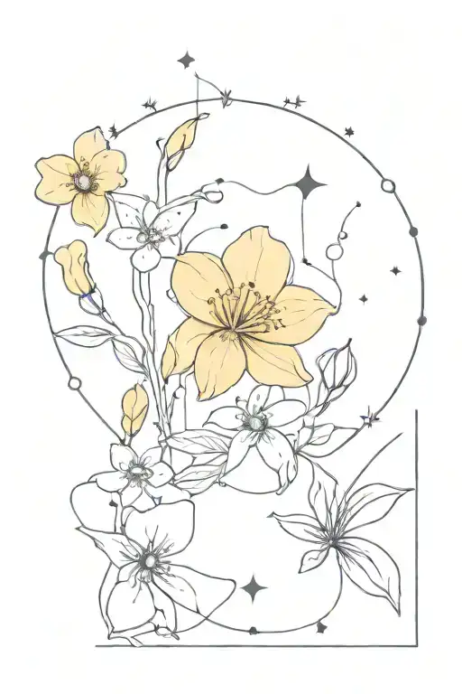 Aries Constellation And Jonquil Flower