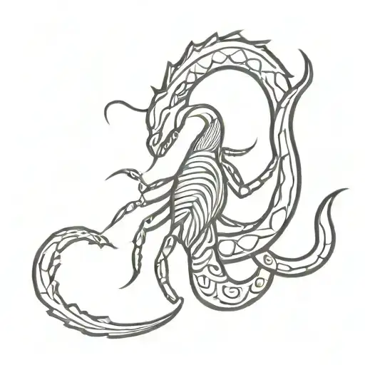 A Minimalist Design Of A Scorpion With Lord Shiva's Trident Incorporated Into The Tail