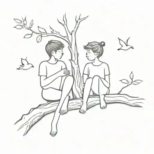 Boy And Girl Sitting In A Tree