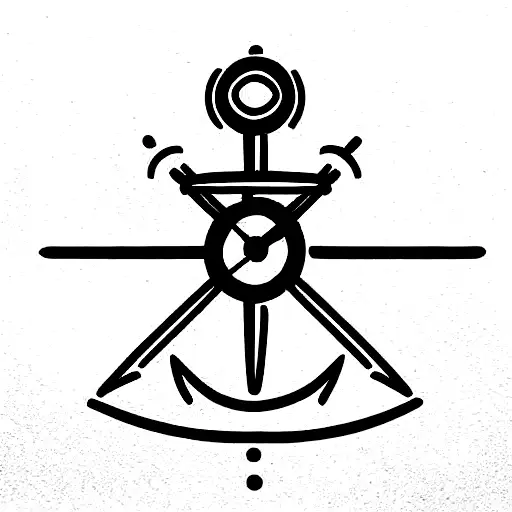 Anchor With Compass And Clock