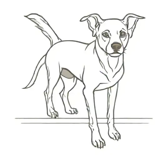 Line Figure Dog Standing Proudly