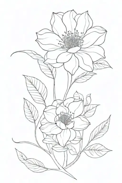 Long Fineline Flower Surrounded