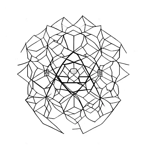 Pattern Molecule Sacred Geometry Octagon Tattoo Black White