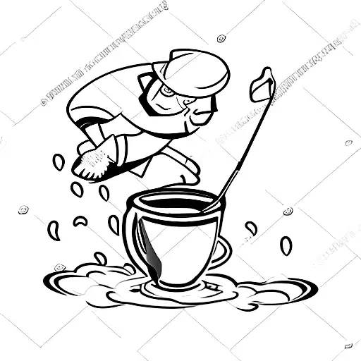 A Golfer Teeing Off From The Top Of A Coffee Cup