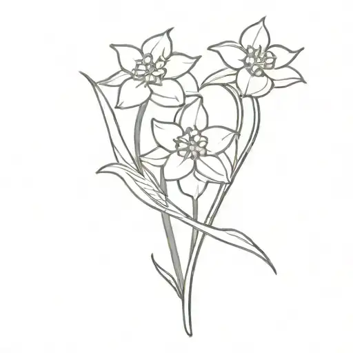 Abstract Tattoo Design Of Narcissus Flowers Very Simple No Stems And A Little Space Between Them