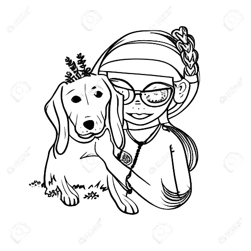 Girl Hugging And A Dog