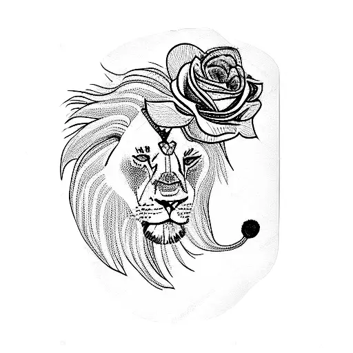 A Lion With A Rose
