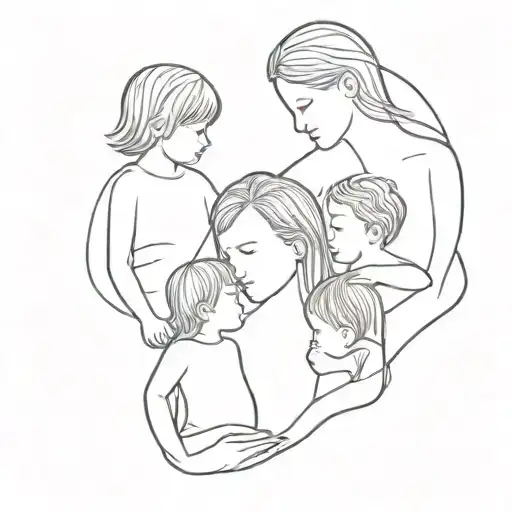 Mother And Three Children