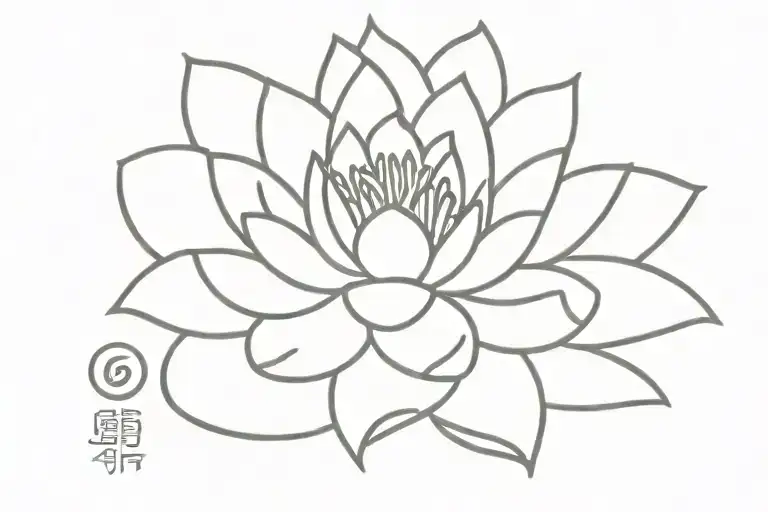 Simple Chinese Waterlily Fineline Symbol