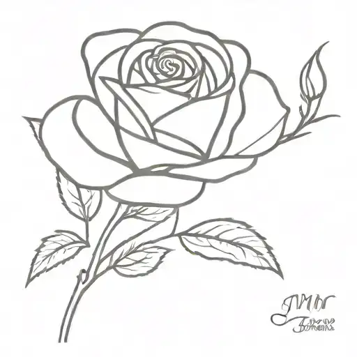 Single Rose With Stem With Letters Jmm Underneath