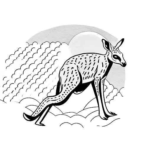 Kangaroo Silhouette Against A Sunset Sky